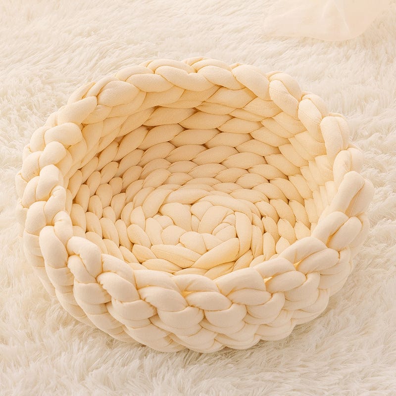 Gadget Gerbil Milk white / 30cm Cat House Cushion Soft Long Plush Warm Pet Mat Cute Kennel Cat Sleeping Basket Bed Round Fluffy Comfortable Touch Pet Products