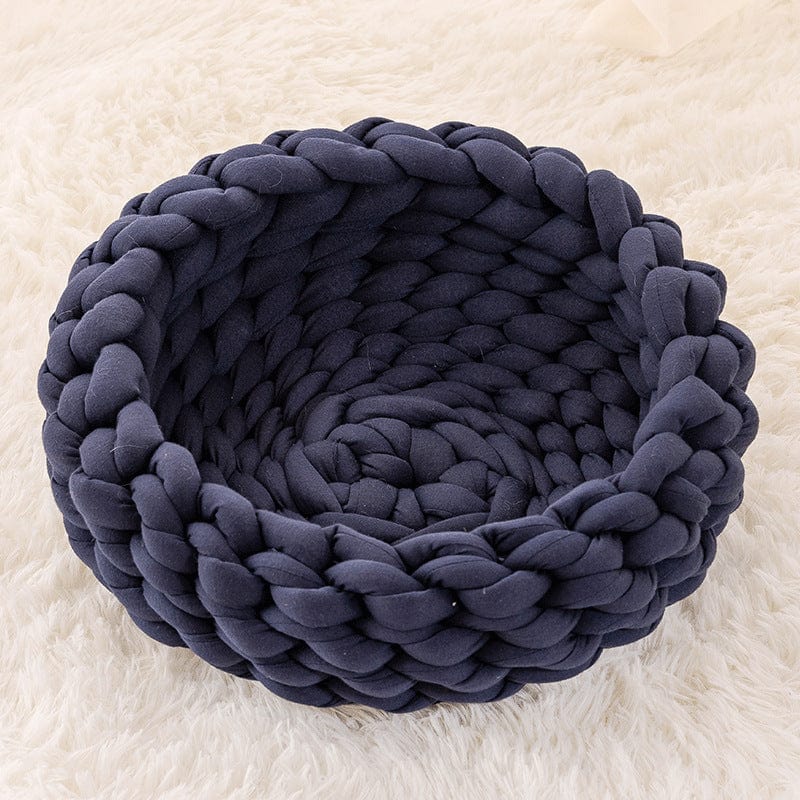 Gadget Gerbil Navy blue / 30cm Cat House Cushion Soft Long Plush Warm Pet Mat Cute Kennel Cat Sleeping Basket Bed Round Fluffy Comfortable Touch Pet Products