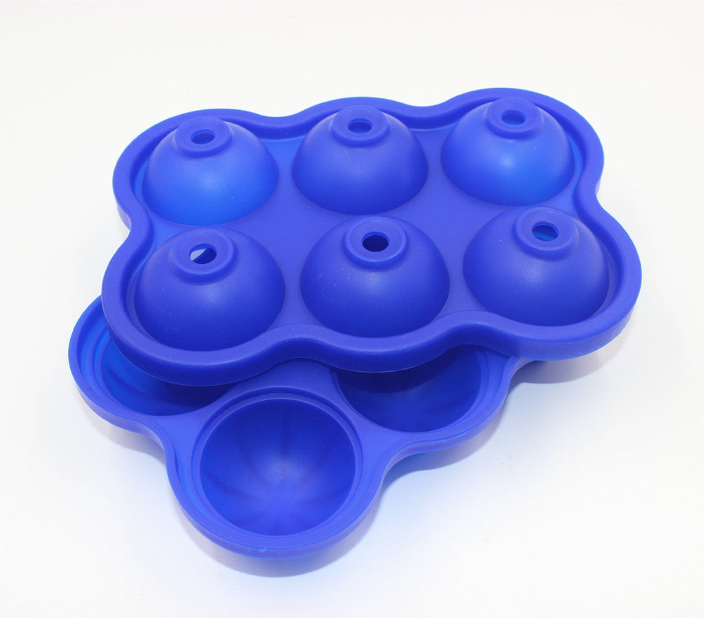 Gadget Gerbil Navy Blue Large Ice Cube Maker Silicone Mold 6 Cell Big Sphere Ice Ball Tray Whiskey Wine Cocktail Party Bar Accessories