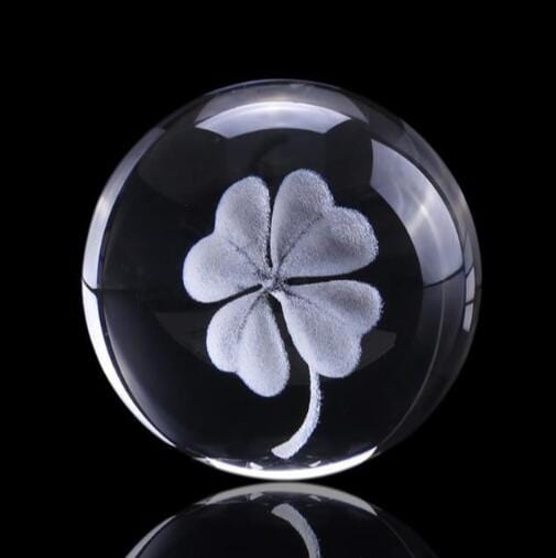 Gadget Gerbil No Base / 2in 3D Four Leaf Clover Engraved Crystal Ball