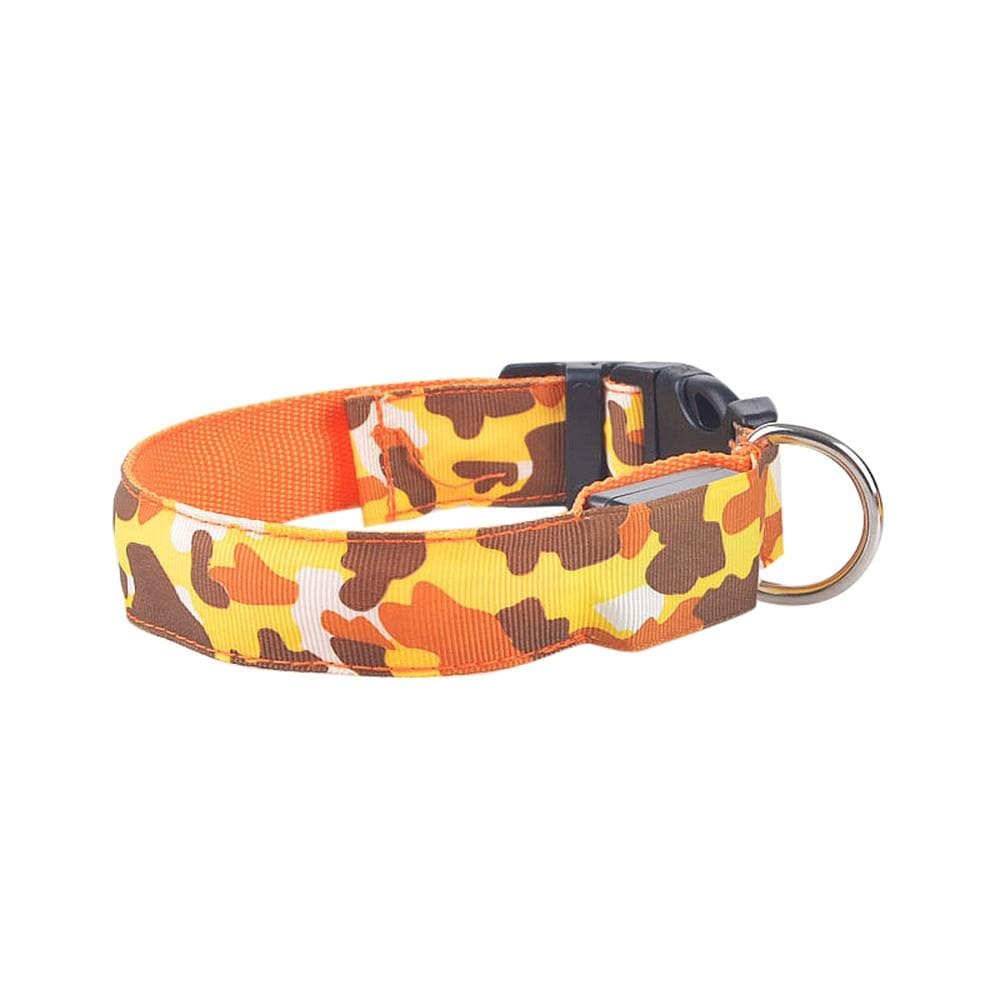 Gadget Gerbil Orange / L Camouflage Print LED Dog Collar