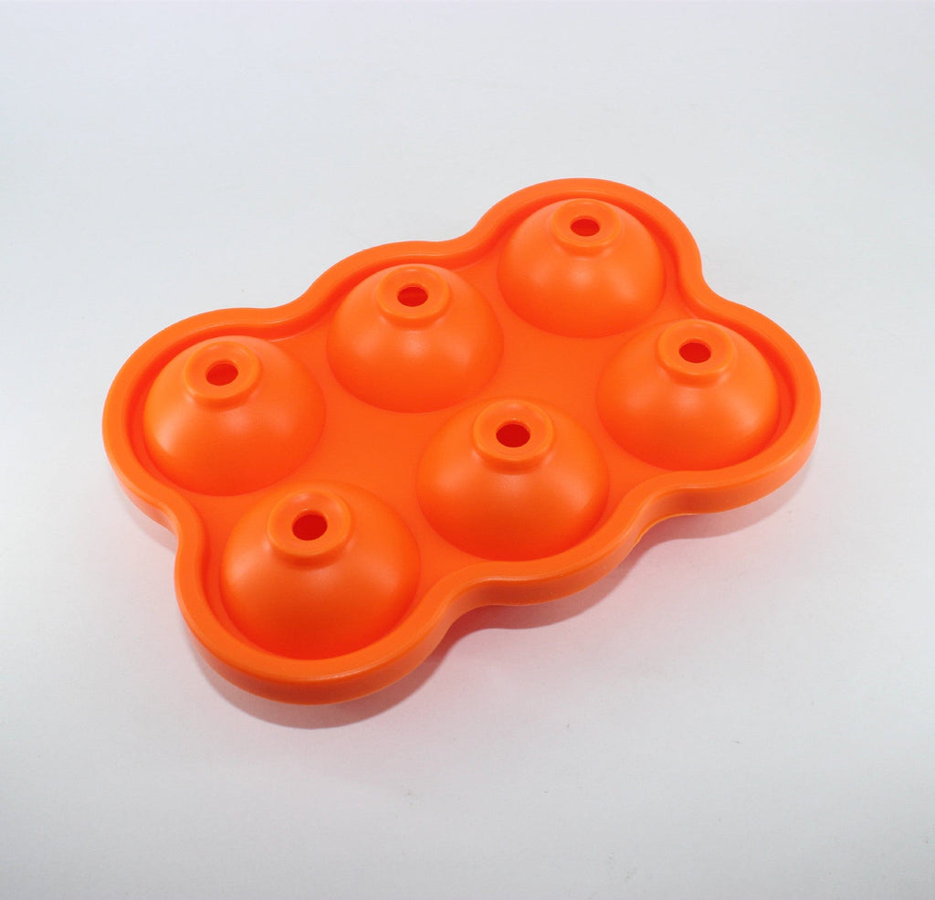 Gadget Gerbil Orange Large Ice Cube Maker Silicone Mold 6 Cell Big Sphere Ice Ball Tray Whiskey Wine Cocktail Party Bar Accessories