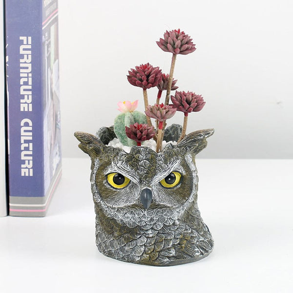 Gadget Gerbil Owl Head Succulent Flower Pot