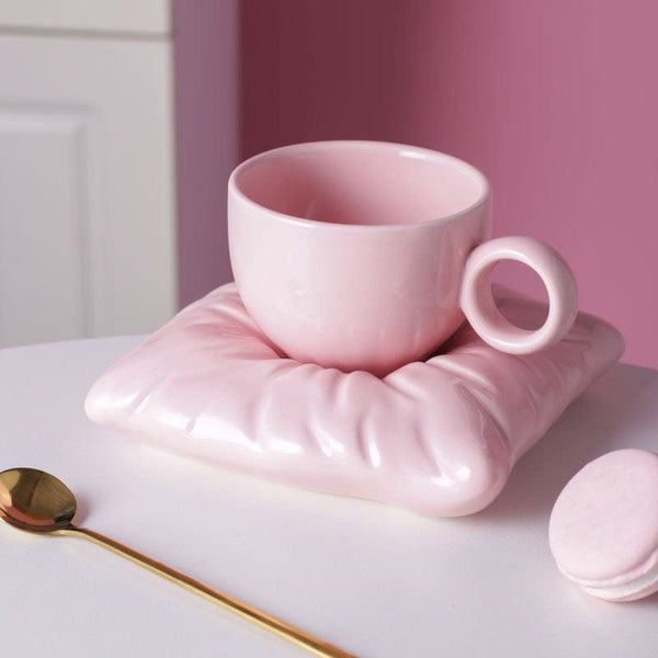 Gadget Gerbil Peach pink Ceramic Cup With Pillow Coaster