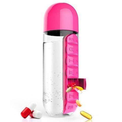Gadget Gerbil Pink 20oz Pill Organizer Water Bottle