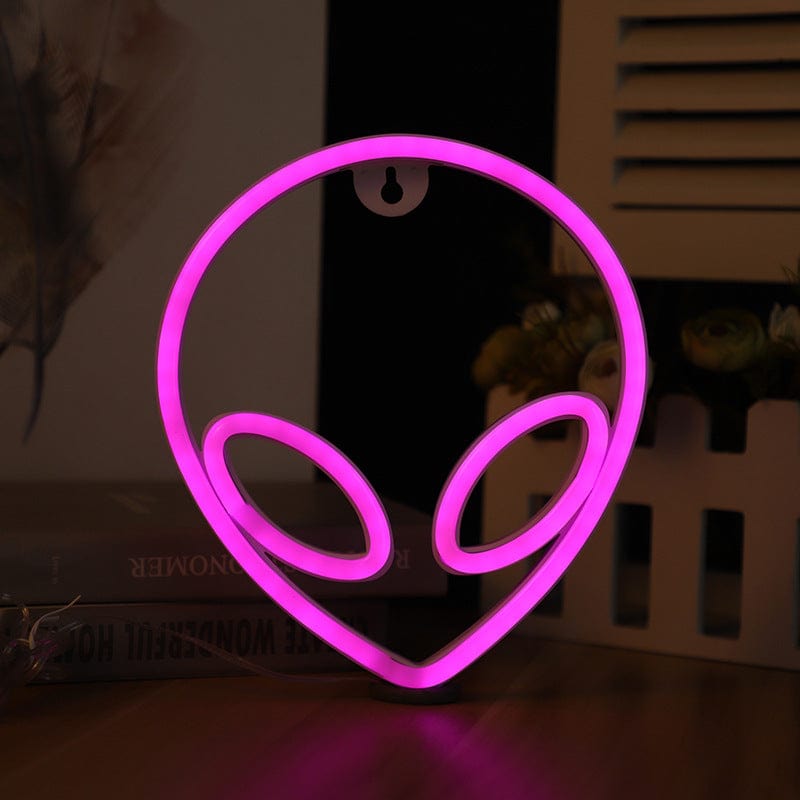 Gadget Gerbil Pink Alien Head Neon Sign