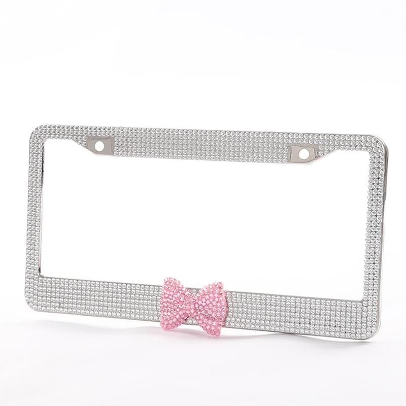Gadget Gerbil Pink Bow Tie Bling License Plate Frames