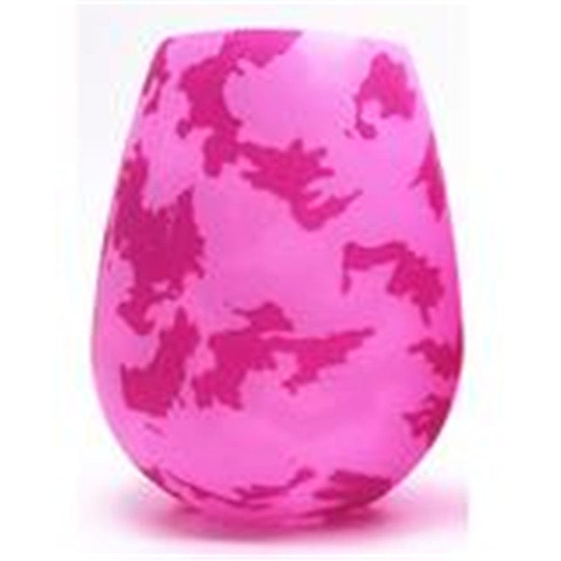 Gadget Gerbil Pink Camo Print Silicone Stemless Wine Glasses