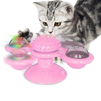Gadget Gerbil Pink Cat Turntable Cat Windmill  Glowing Toy