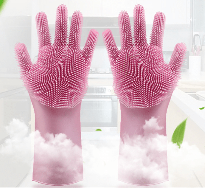 Gadget Gerbil Pink Dishwashing Scrubber Gloves