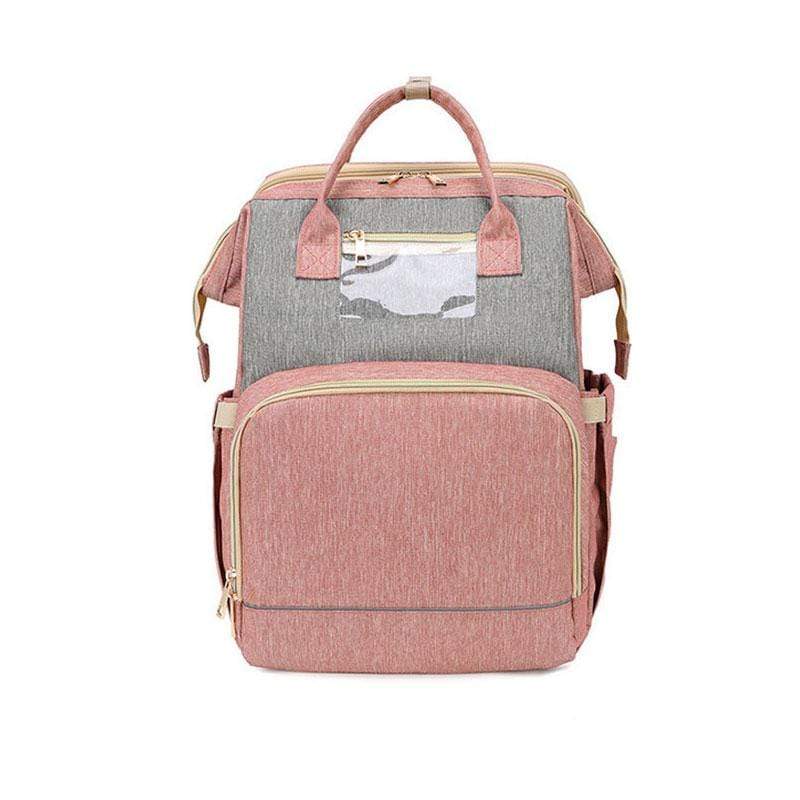 Gadget Gerbil Pink Grey Diaper Backpack With Changing Bed