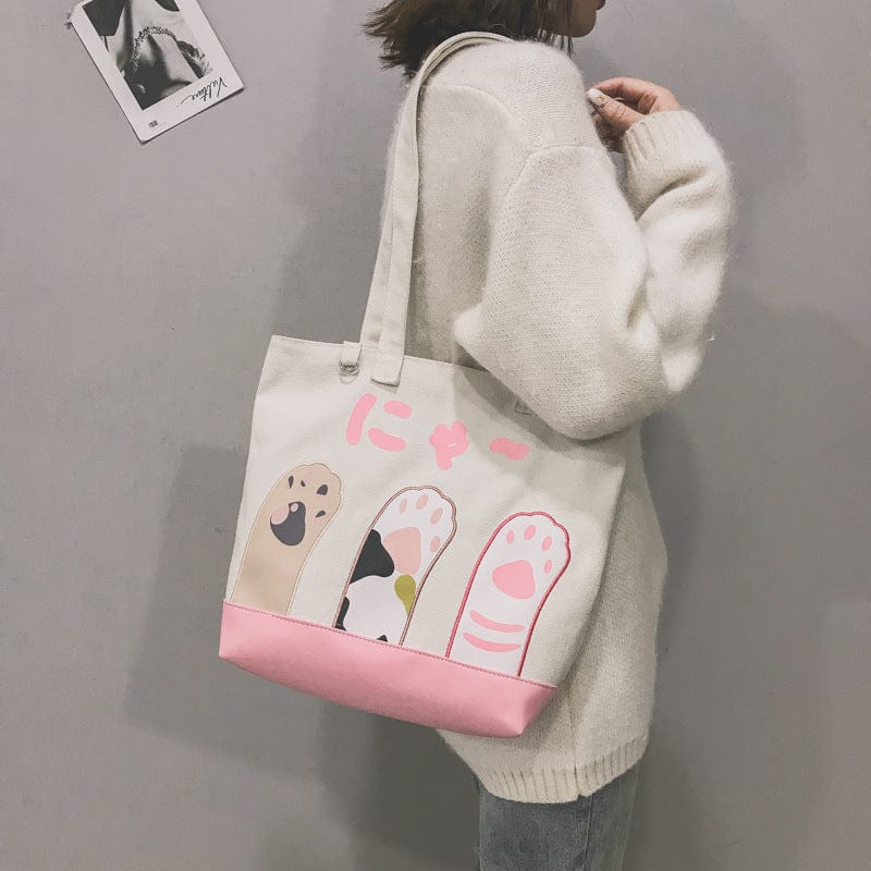 Gadget Gerbil Pink Japanese Cat Paw Shoulder Canvas Bag