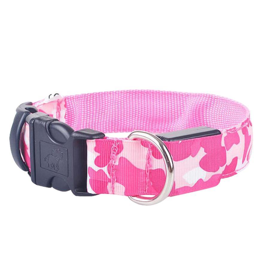 Gadget Gerbil Pink / L Camouflage Print LED Dog Collar