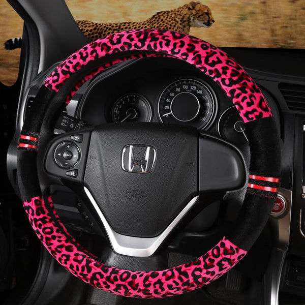 Gadget Gerbil Pink Leopard Print Steering Wheel Cover