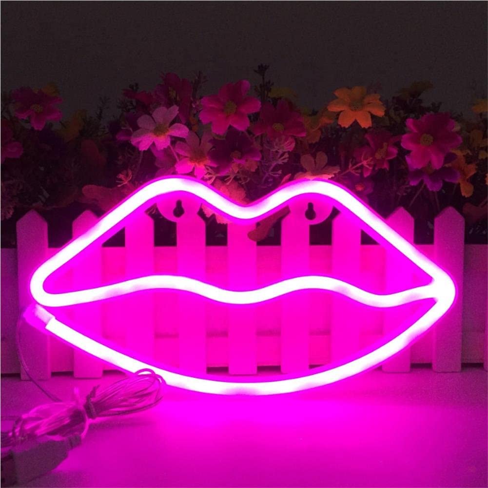 Gadget Gerbil Pink Lips Neon Sign