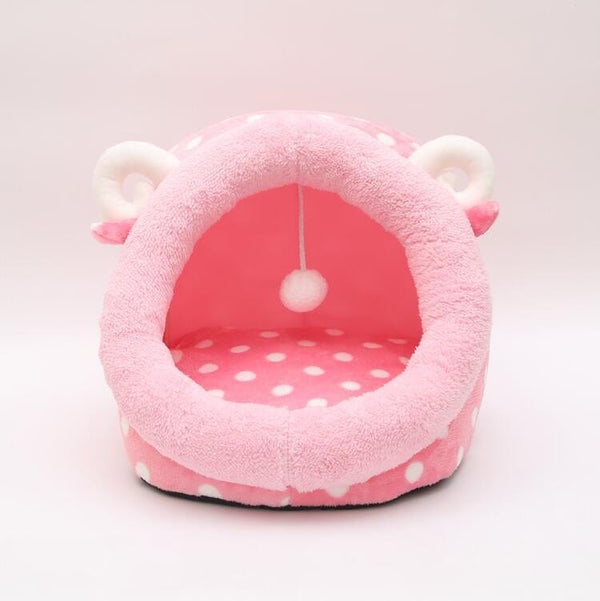 Gadget Gerbil Pink / M Foldable Cow Pattern Cat Bed