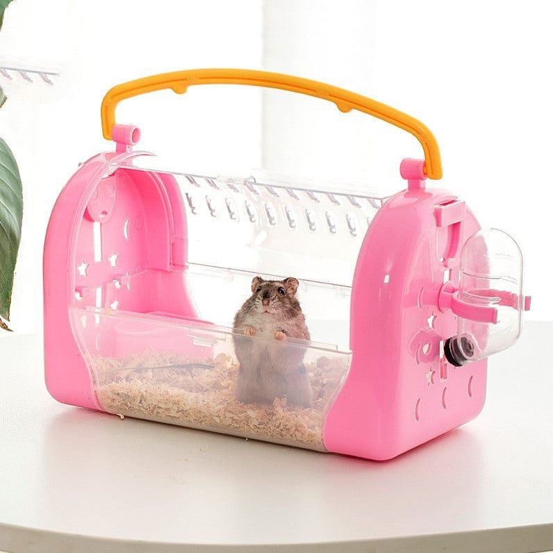 Gadget Gerbil Pink Portable Cage To Go Out Transparent Bag Hamster Out To Carry Cage