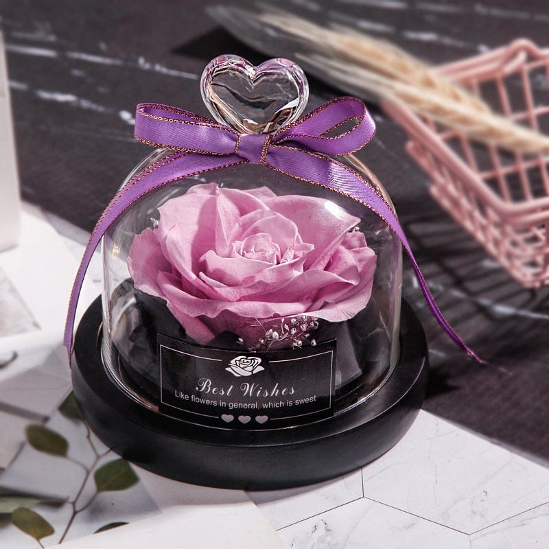 Gadget Gerbil Pink purple Valentine's Day Christmas Dried Flowers For Home Decor Wedding Gifts Dried Flowers Eternal Real Rose Home Decor With LED In Glass