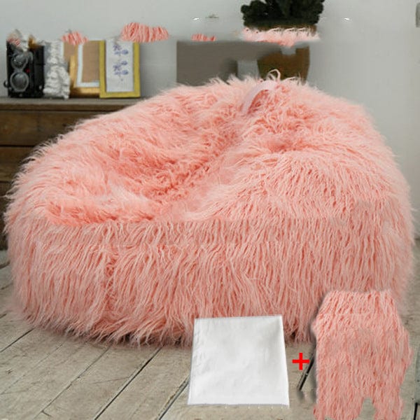 Gadget Gerbil Pink Round Furry Bean Bag Chair