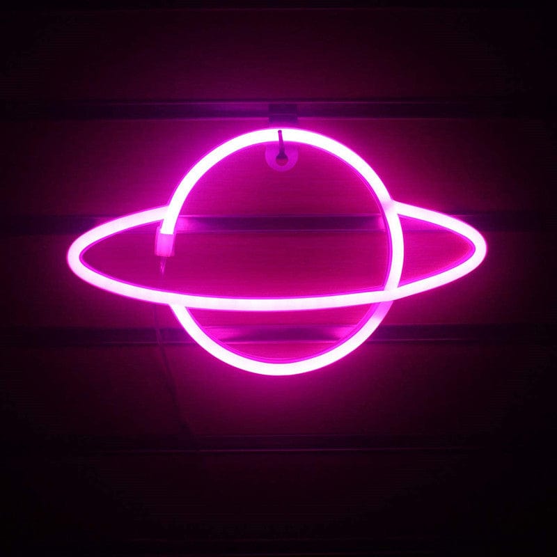 Gadget Gerbil Pink Saturn Neon Sign