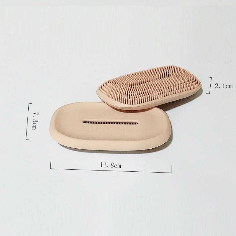Gadget Gerbil Pink / square Double-Sided Silicone Soap Dish Scrub Holder