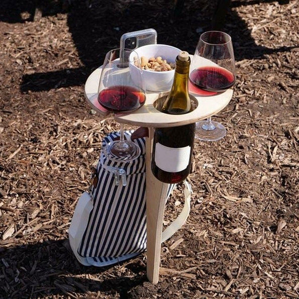 Gadget Gerbil Portable Outdoor Wine Wood Table