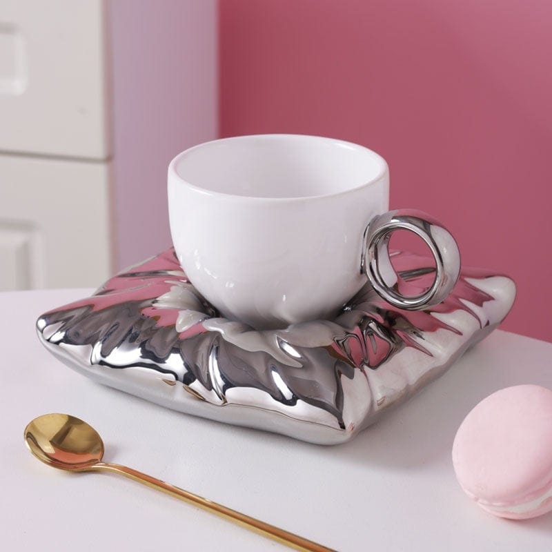 Gadget Gerbil Premium white Ceramic Cup With Pillow Coaster