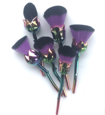 Gadget Gerbil Purple 6pcs Rose Flower Shaped Makeup Brush Set