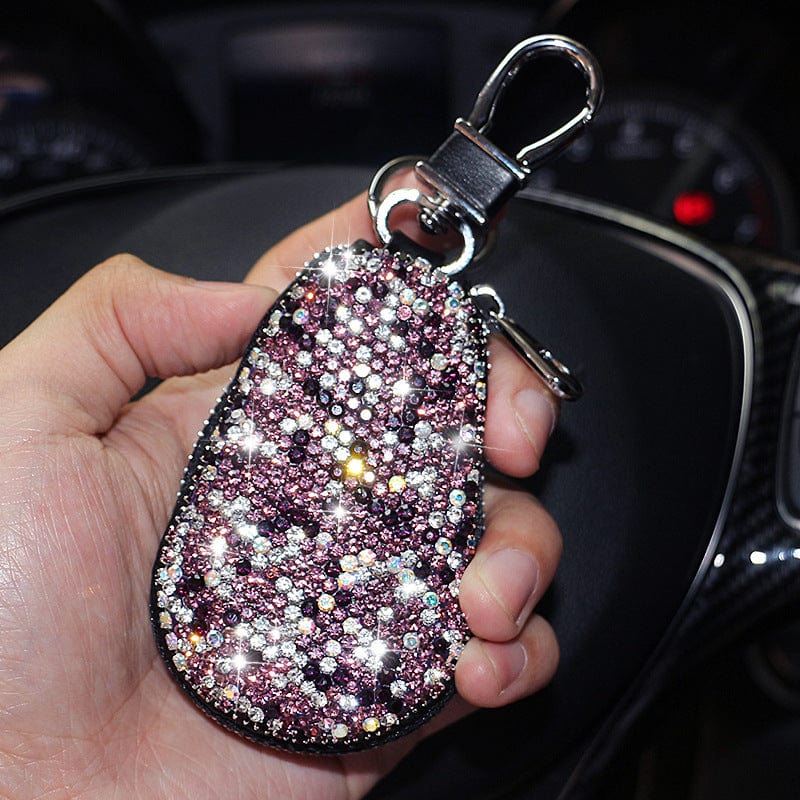 Gadget Gerbil Purple Leather Gourd Rhinestone Female Car Key Cover