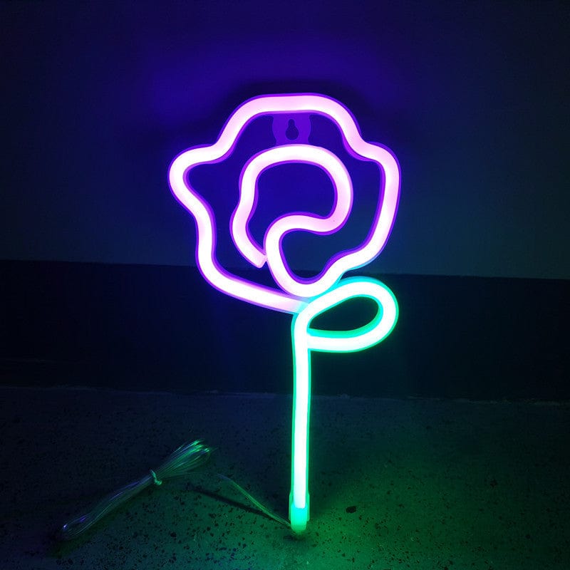 Gadget Gerbil Purple Rose Neon Sign