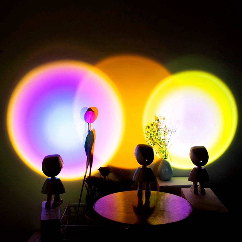 Gadget Gerbil Rainbow Sunset Light Projector Lamp Atmosphere Led Night Light Romantic Mood Light Projector for Home Room Background Wall Decor