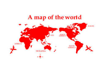 Gadget Gerbil Red / 176X86 A Map Of The World Wall Sticker