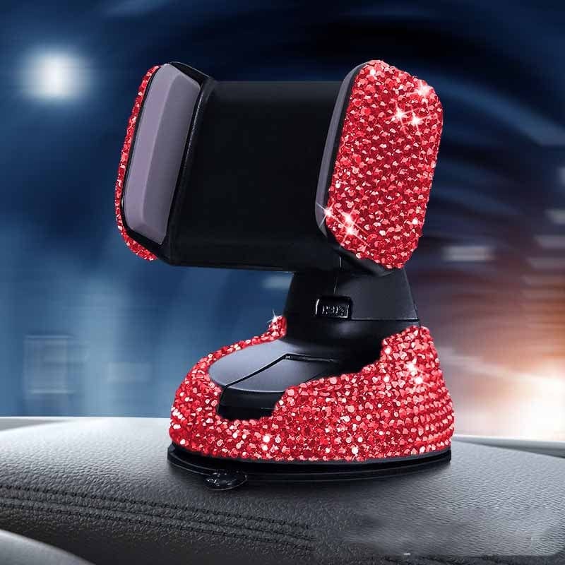 Gadget Gerbil Red Multifunctional Air Outlet Diamond-encrusted Car Phone Holder