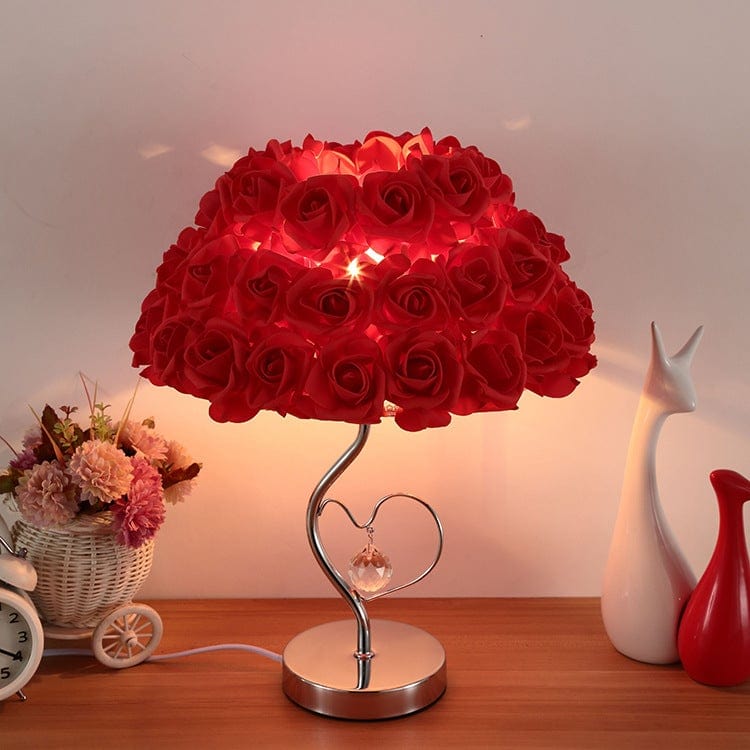 Gadget Gerbil Red rose / Button switch / S Wedding Decoration Lamp 220V Valentine's Day Gift Marriage Bedroom Bedside Desk Lamp Creative Roses Flower Light