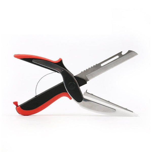 Gadget Gerbil Red Stainless Steel Scissors Multifunctional Scissors Cutting Machine 2 In 1 Cutting Board Utility Knife