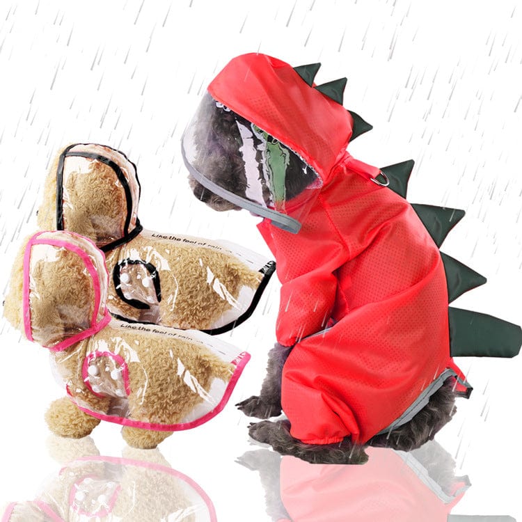 Gadget Gerbil Red / XL Dog Dinosaur Transparent Raincoat
