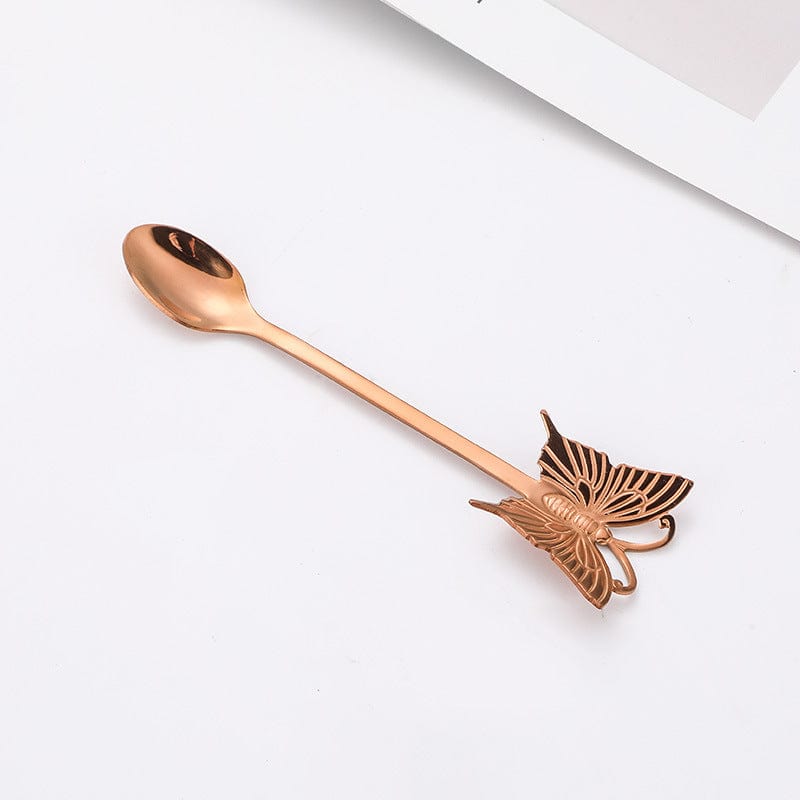 Gadget Gerbil Rose gold spoon Stainless Steel Butterfly Coffee Spoon