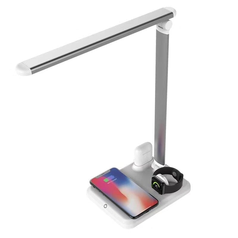 Gadget Gerbil Silver 4-In-1 LED Desk Lamp Light Wireless Charger