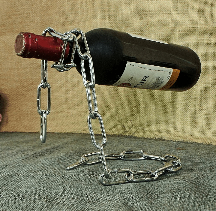 Gadget Gerbil Silver Chain Lasso Wine Bottle Holder