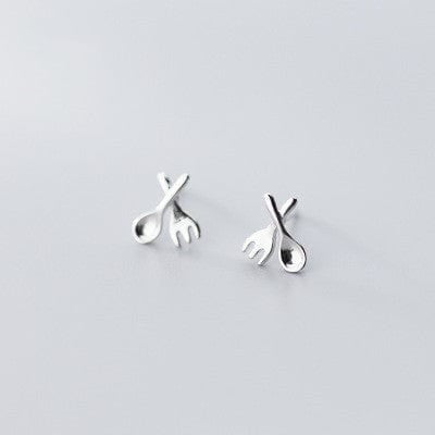 Gadget Gerbil Silver Fork Spoon Earring Studs