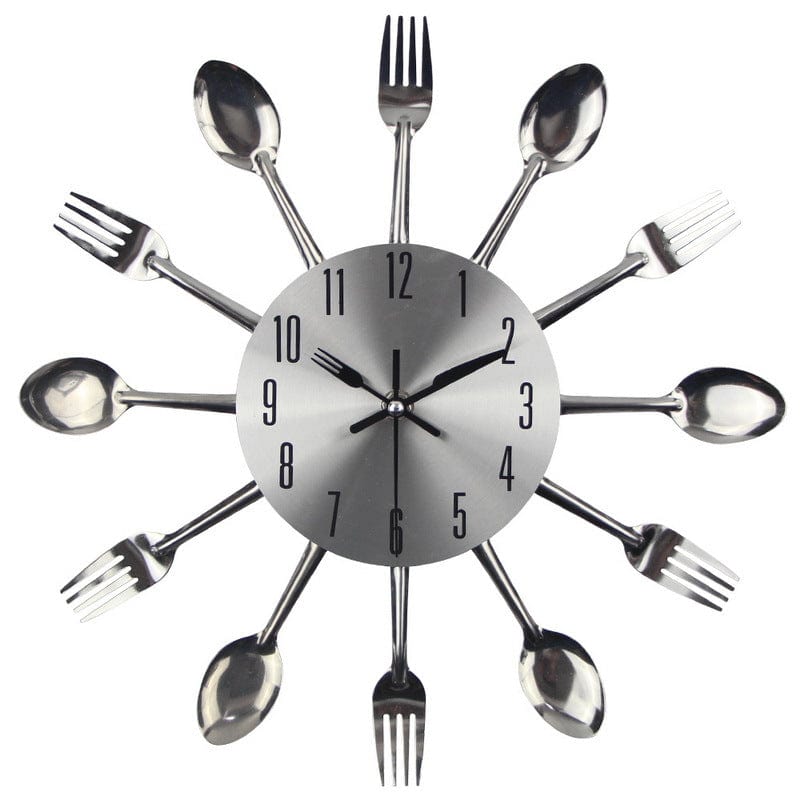 Gadget Gerbil Silver Stainless Steel Fork and Spoon Wall Clock