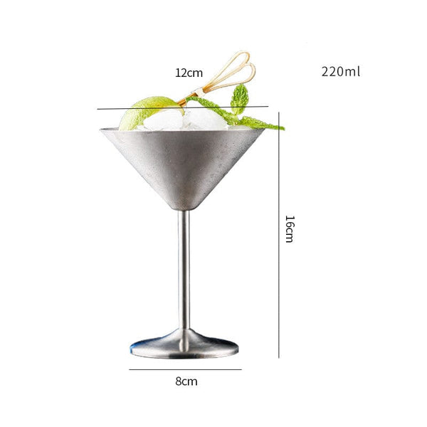 Gadget Gerbil Silver Stainless Steel Martini Glass Goblet