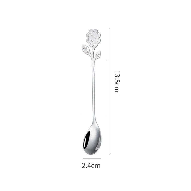 Gadget Gerbil Silver / Sun flower spoon Stainless Steel Sunflower Coffee Spoon