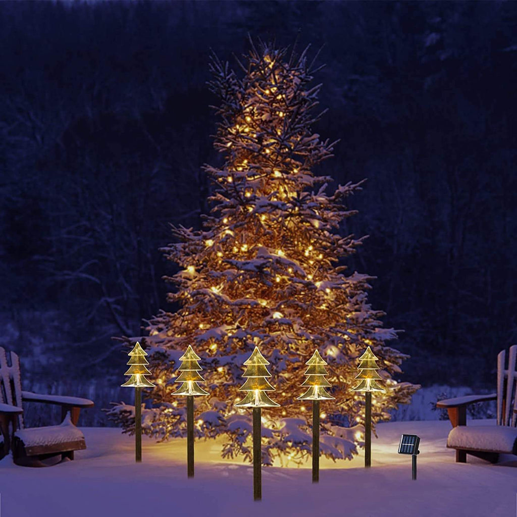 Gadget Gerbil Solar Powered Christmas Tree Shaped Lights (5 Pack)