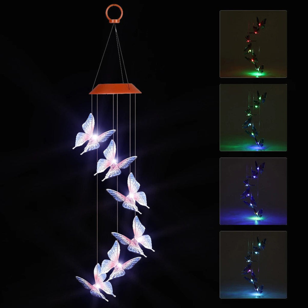 Gadget Gerbil Solar Powered LED Butterfly Wind Chimes