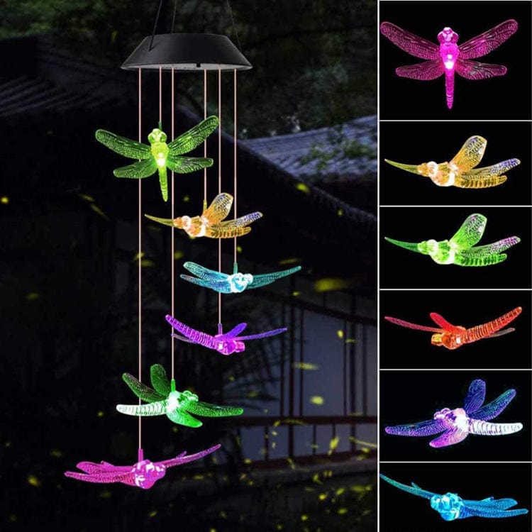 Gadget Gerbil Solar Powered LED Dragonfly Wind Chimes