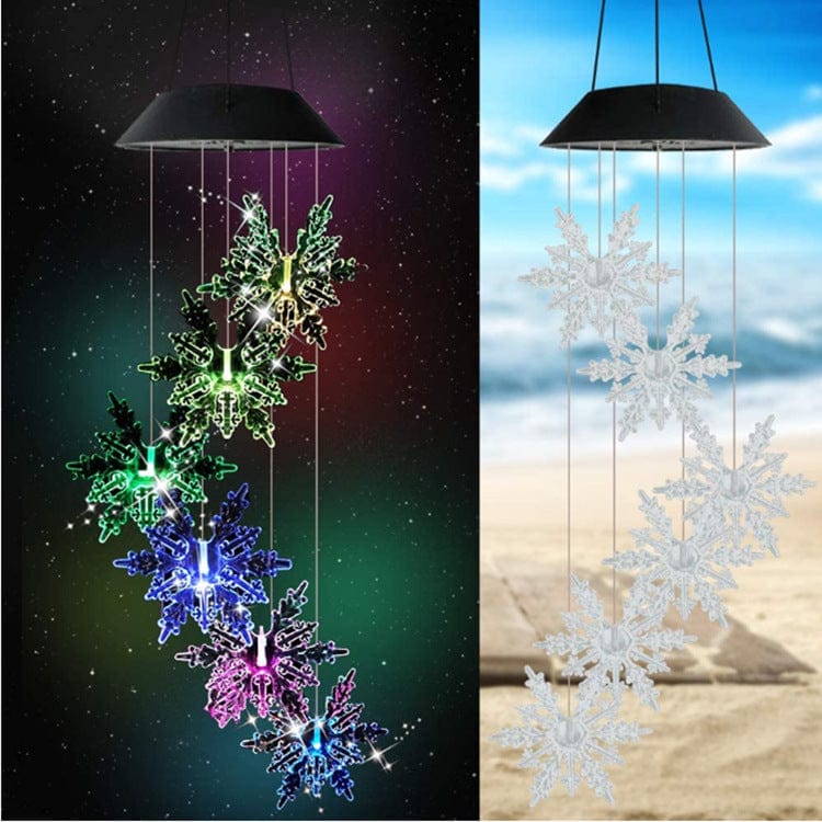 Gadget Gerbil Solar Powered LED Snowflakes Wind Chimes