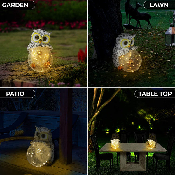 Gadget Gerbil Solar Powered Owl Holding Ball Light
