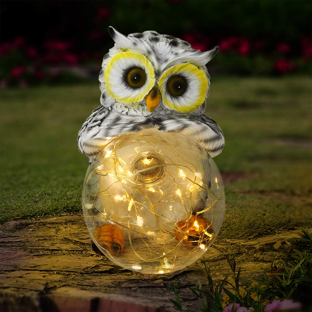 Gadget Gerbil Solar Powered Owl Holding Ball Light