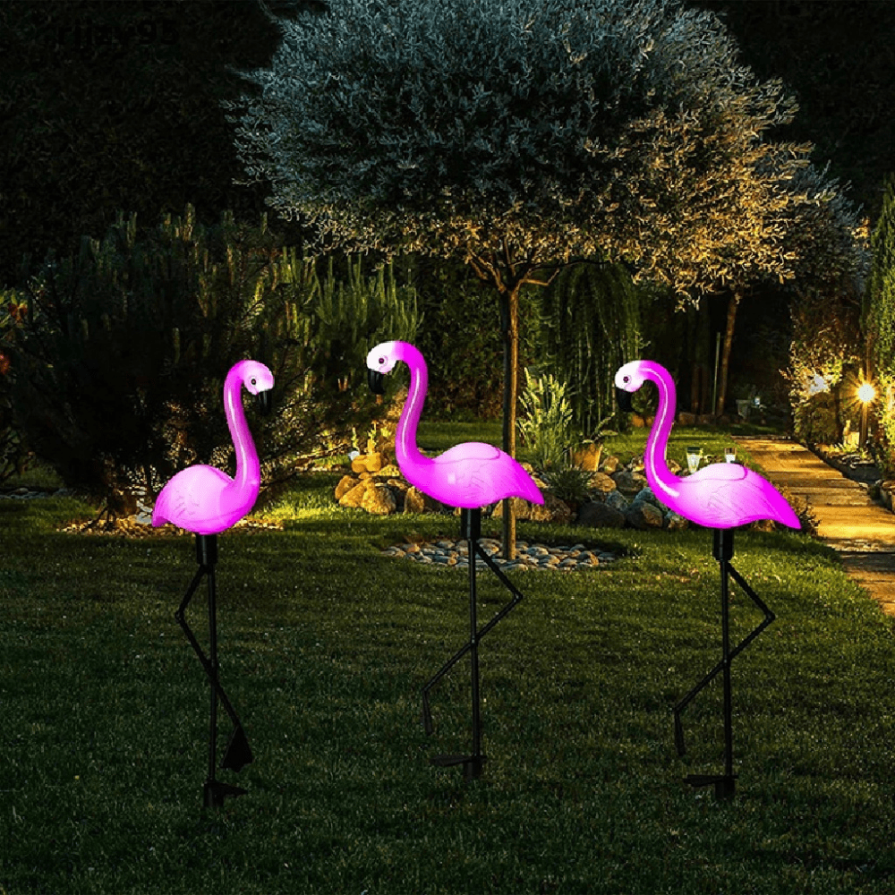 Gadget Gerbil Solar Powered Pink Flamingo Lights (3 pack)